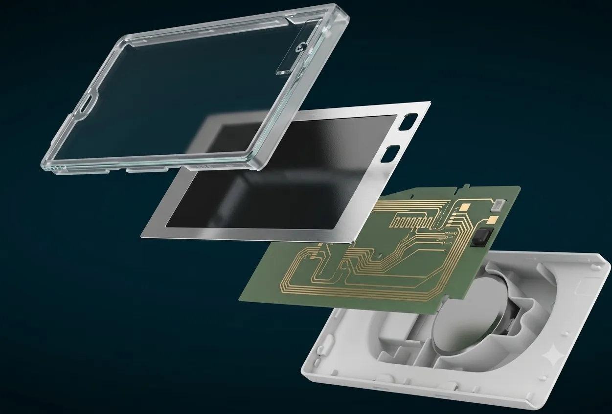 Aufbau eines elektronischen Regaletiketts – Display, Elektronik und Gehäuse im Detail.